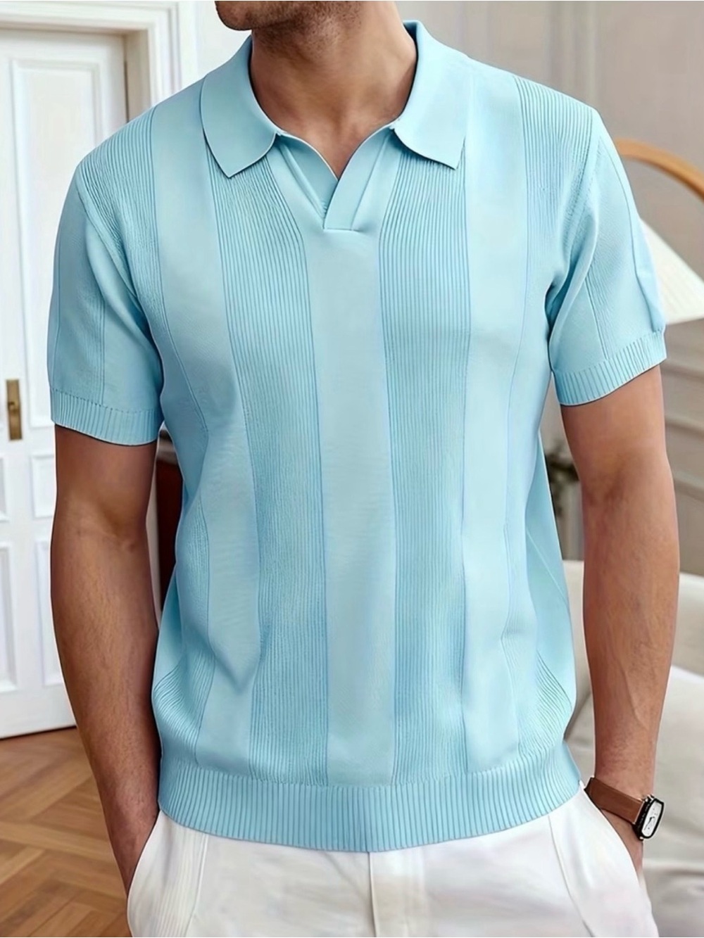 NWOT Blue Short Sleeve Knit Polo - size L